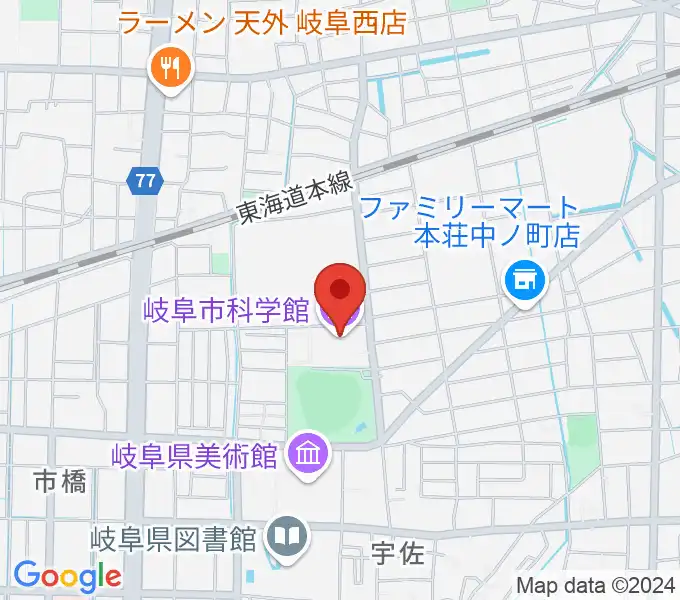 岐阜市科学館の地図