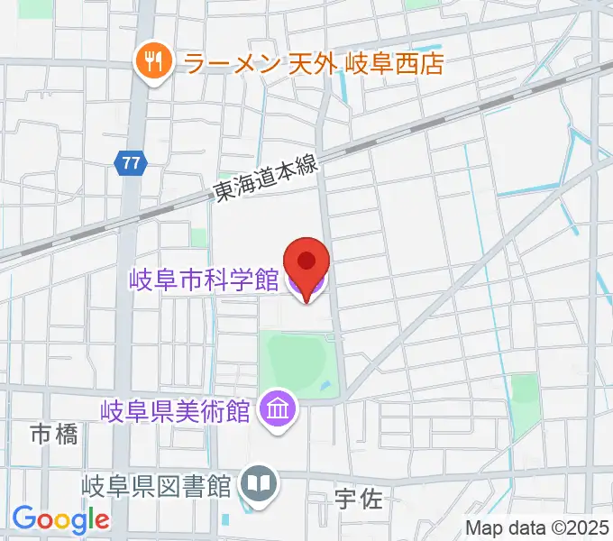 岐阜市科学館の地図