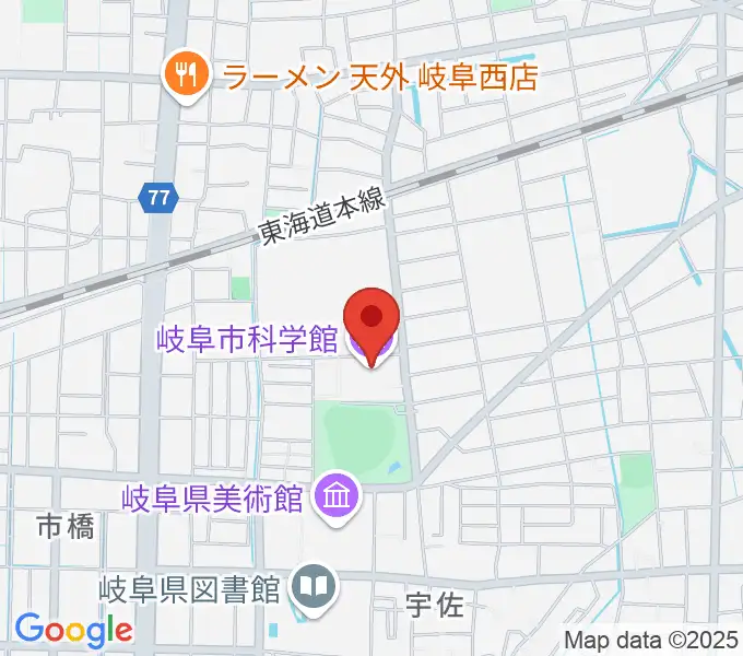岐阜市科学館の地図