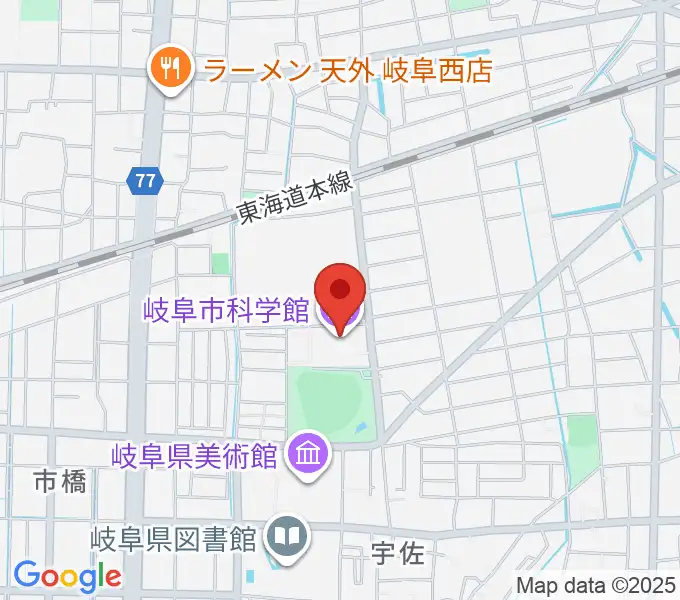 岐阜市科学館の地図