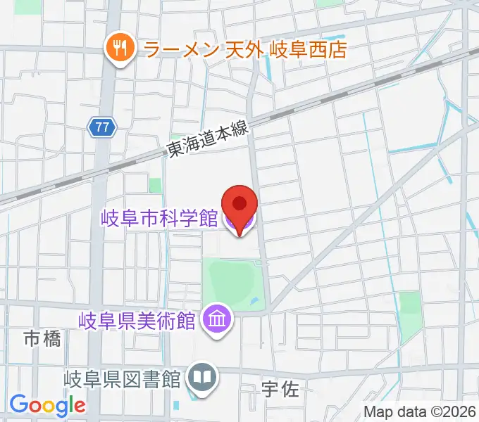 岐阜市科学館の地図