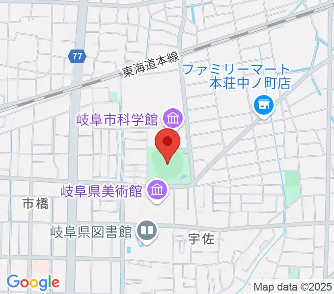 八ツ草公園野球場の地図