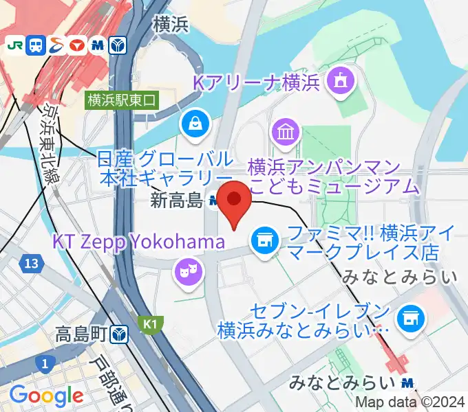 ヤマハミュージック横浜みなとみらいの地図