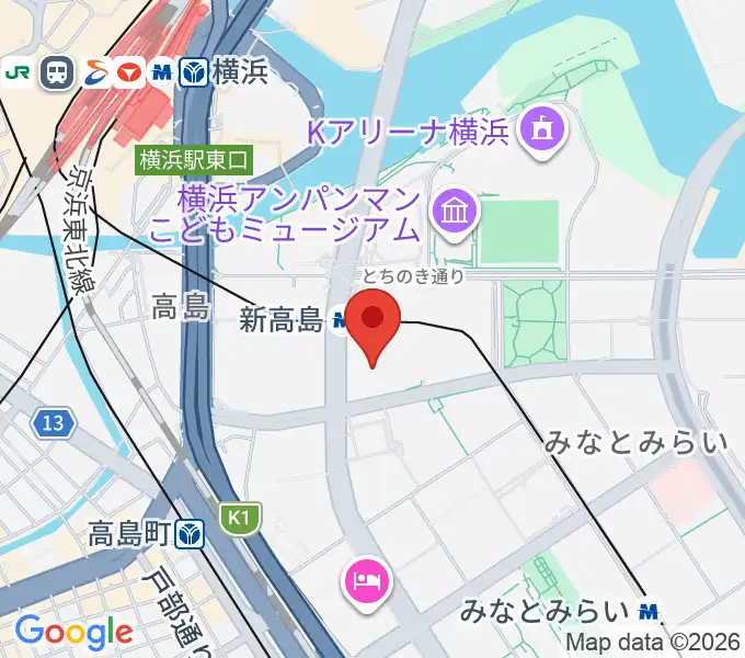 ヤマハミュージック横浜みなとみらいの地図