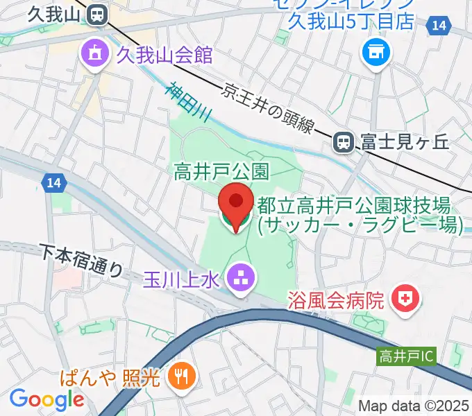 高井戸公園球技場の地図