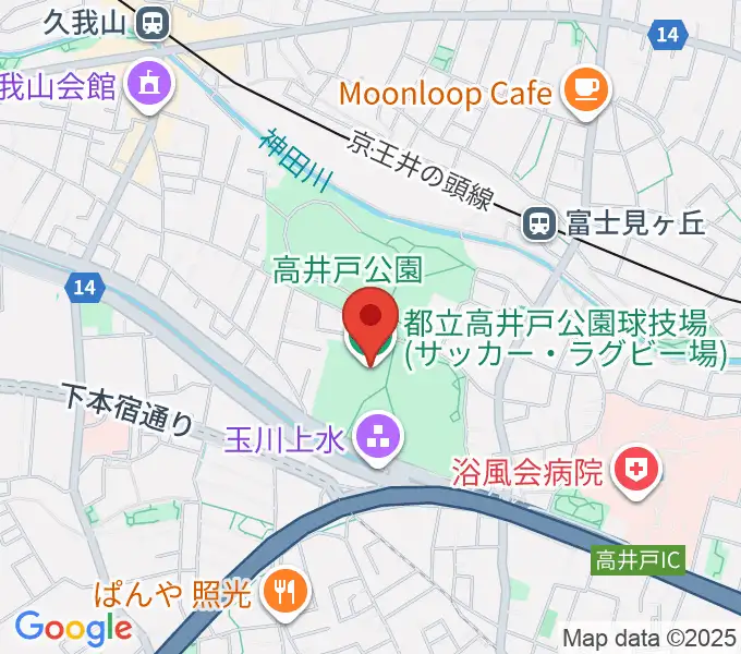 高井戸公園球技場の地図