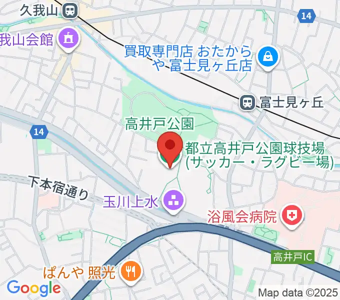 高井戸公園球技場の地図