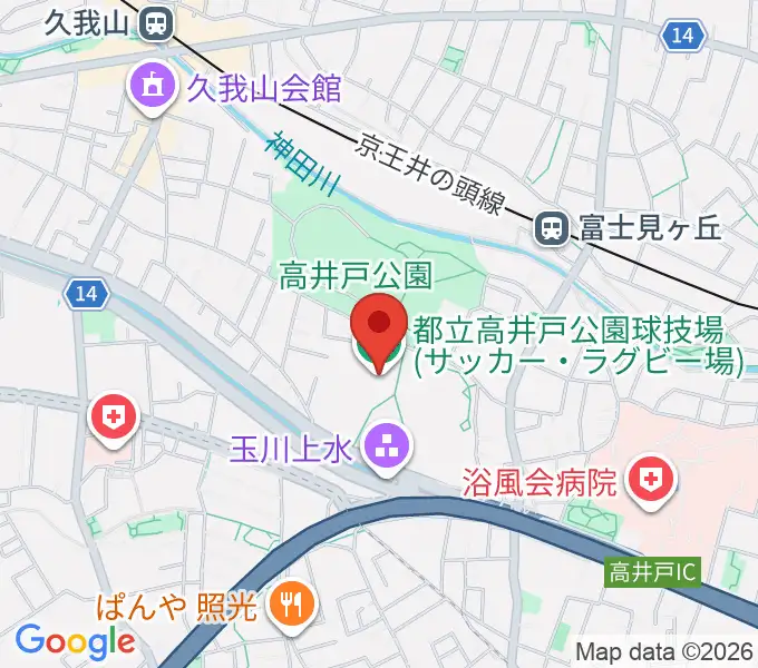 高井戸公園球技場の地図