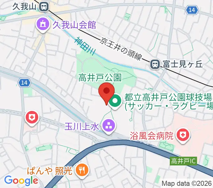高井戸公園球技場の地図