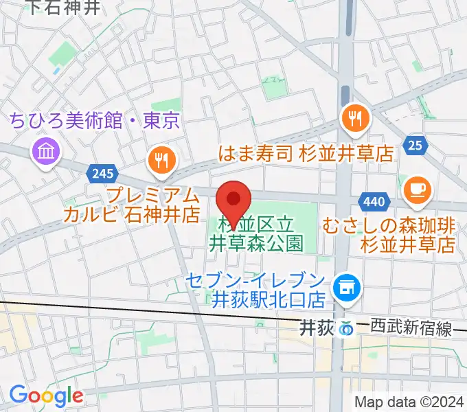 井草森公園運動場の地図