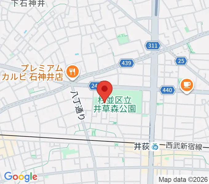 井草森公園運動場の地図