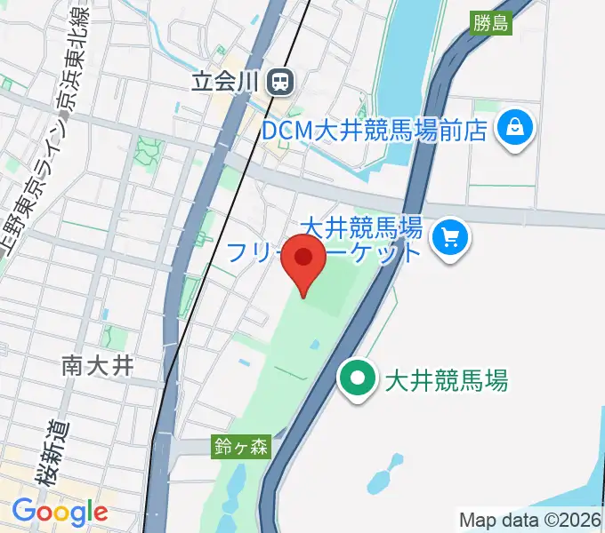 しながわ区民公園野球場の地図