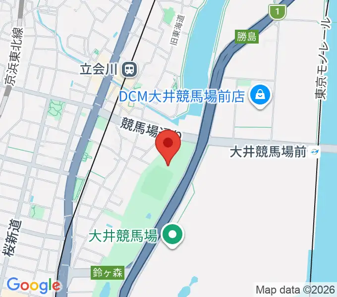 しながわ区民公園こどもサッカー場の地図