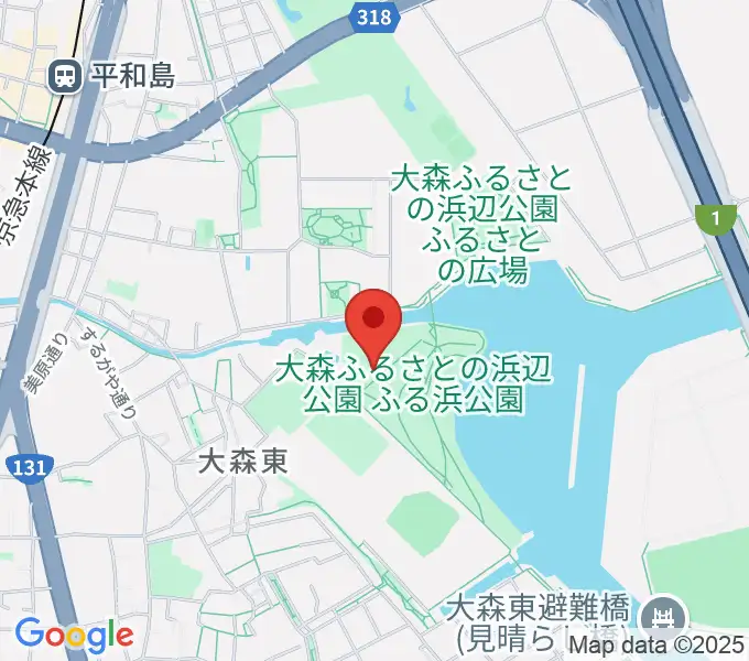 大森ふるさとの浜辺公園 多目的スポーツ場の地図
