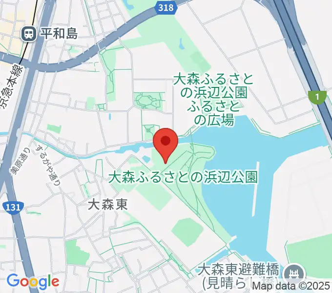 大森ふるさとの浜辺公園 多目的スポーツ場の地図