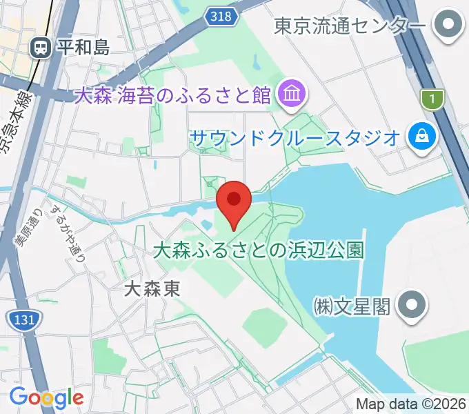 大森ふるさとの浜辺公園 多目的スポーツ場の地図