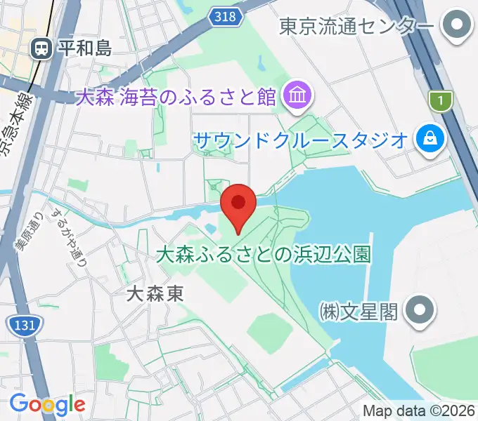 大森ふるさとの浜辺公園 多目的スポーツ場の地図