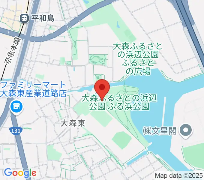 大森ふるさとの浜辺公園フットサル場の地図