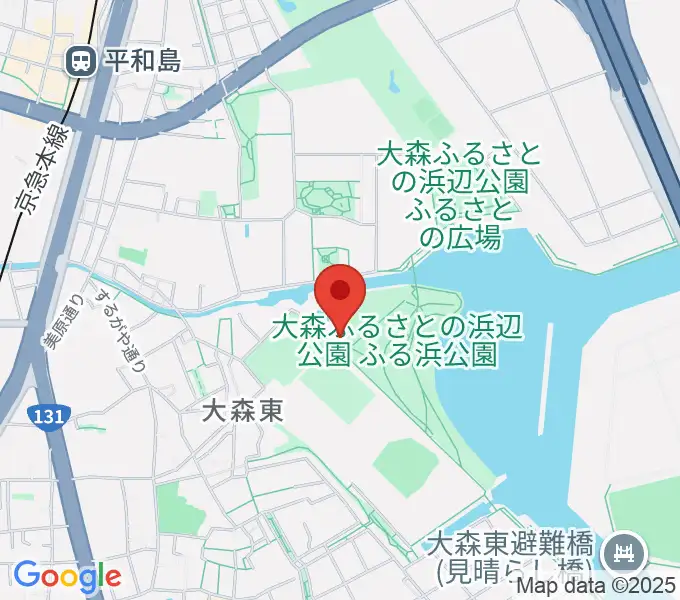 大森ふるさとの浜辺公園フットサル場の地図
