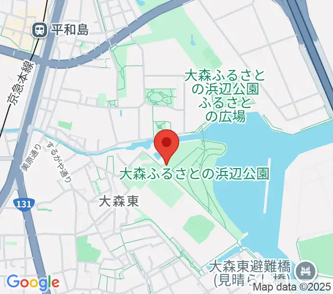 大森ふるさとの浜辺公園フットサル場の地図