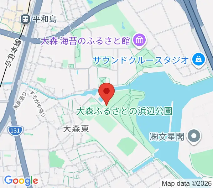 大森ふるさとの浜辺公園フットサル場の地図