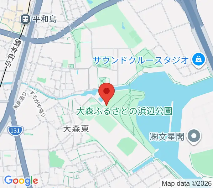 大森ふるさとの浜辺公園フットサル場の地図