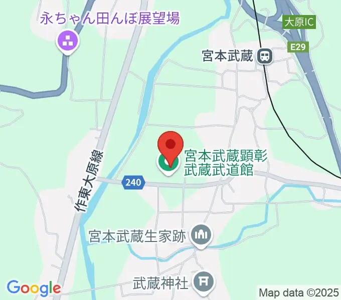 宮本武蔵顕彰武蔵武道館の地図