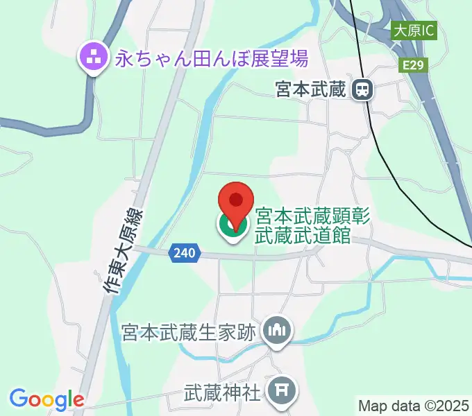 宮本武蔵顕彰武蔵武道館の地図