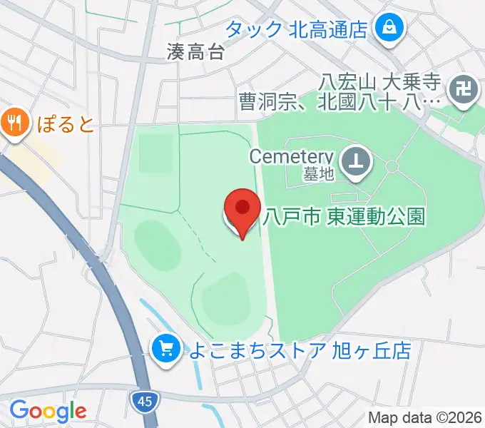 八戸市東体育館の地図
