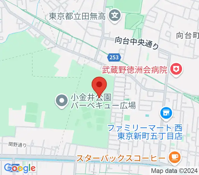 小金井公園野球場の地図