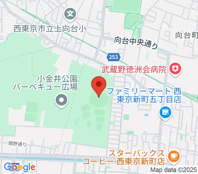 小金井公園野球場の地図