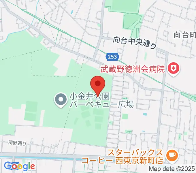 小金井公園野球場の地図