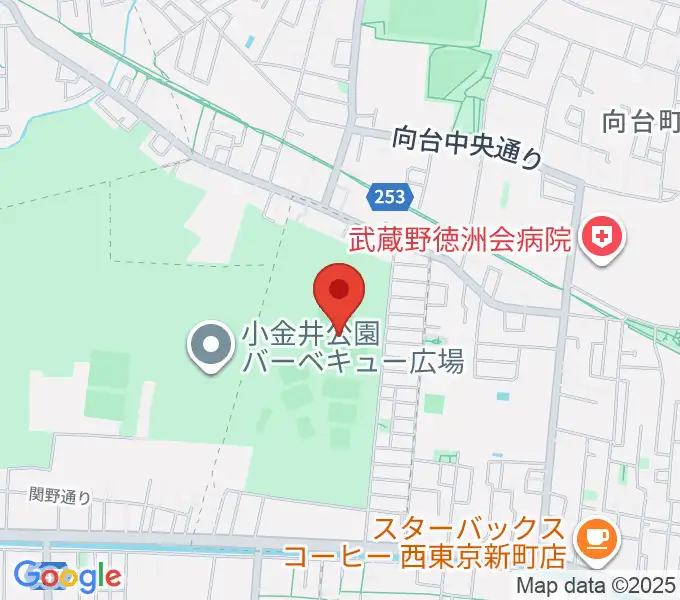 小金井公園野球場の地図