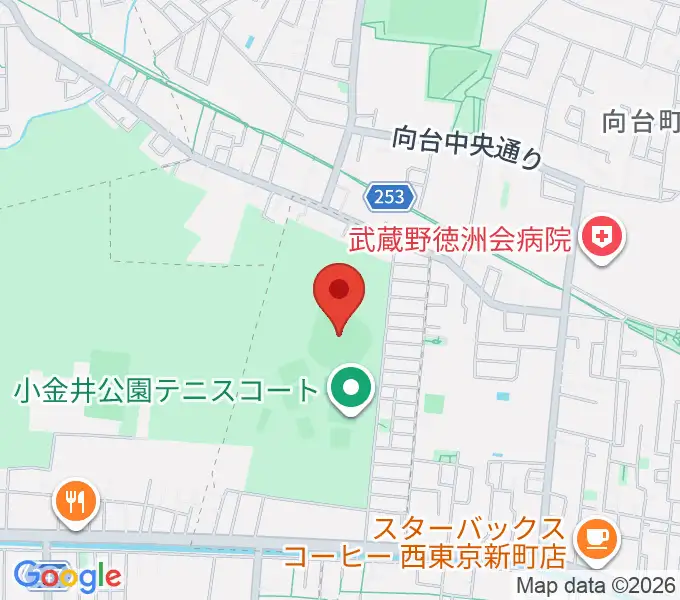 小金井公園野球場の地図