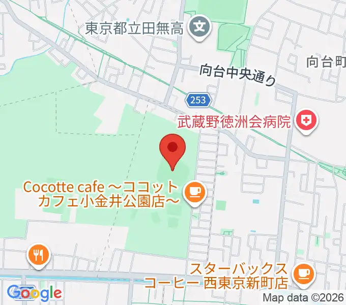 小金井公園野球場の地図