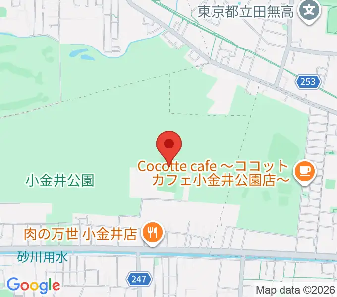 小金井公園多目的運動広場の地図