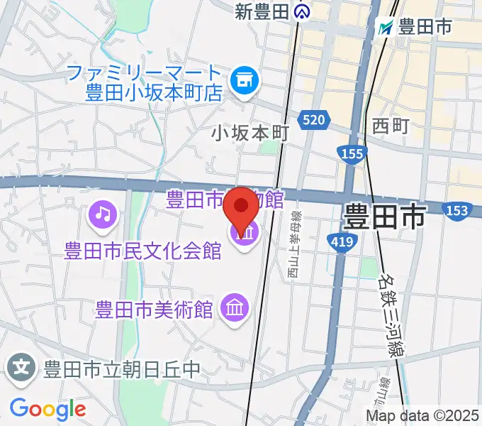 豊田市博物館の地図