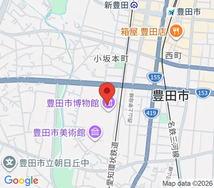 豊田市博物館の地図