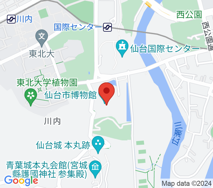 仙台市博物館の地図