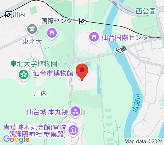 仙台市博物館の地図