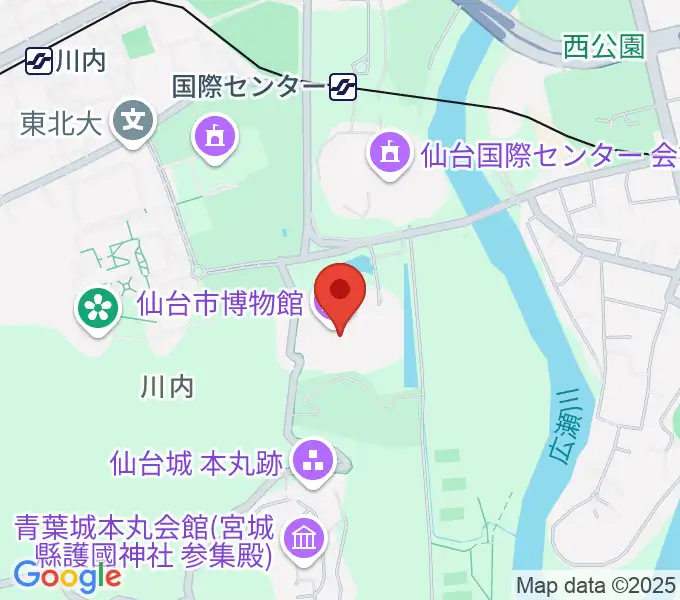 仙台市博物館の地図