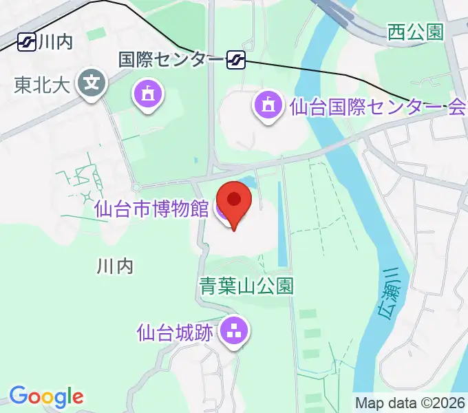 仙台市博物館の地図