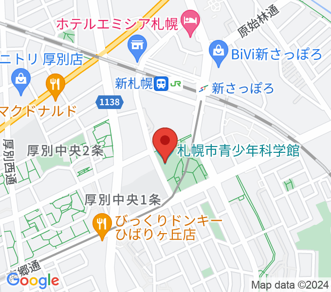 札幌市青少年科学館の地図