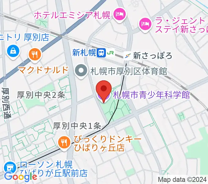 札幌市青少年科学館の地図