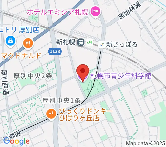 札幌市青少年科学館の地図