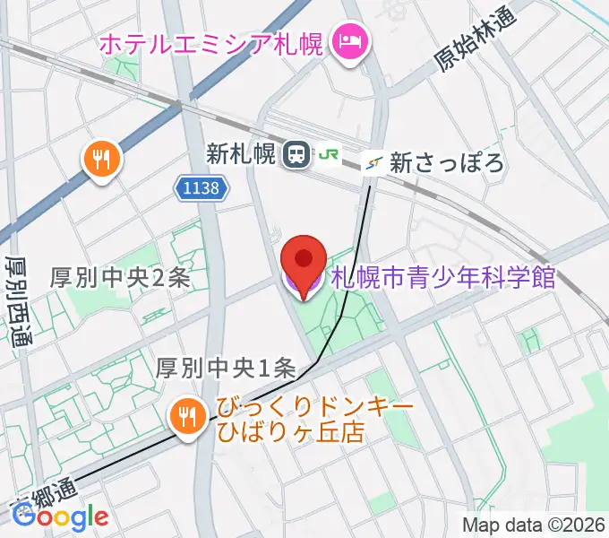 札幌市青少年科学館の地図