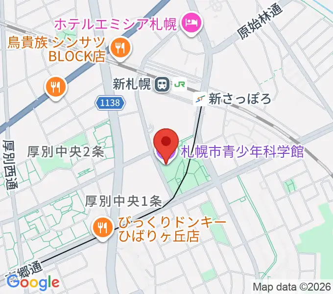 札幌市青少年科学館の地図
