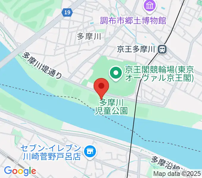 多摩川児童公園少年野球場の地図