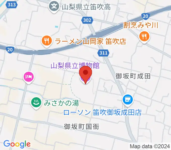 山梨県立博物館 かいじあむの地図