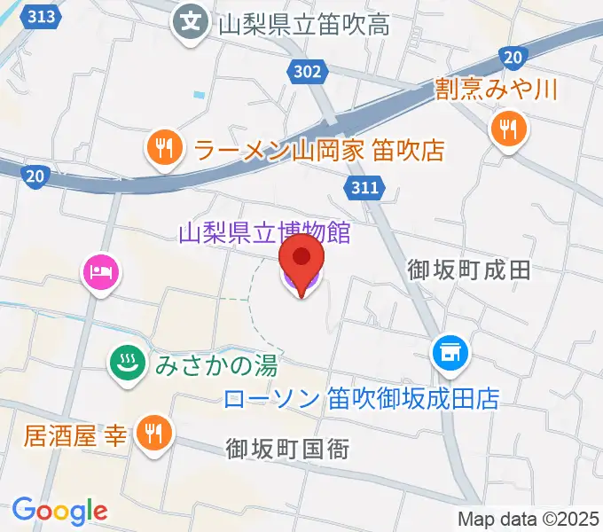 山梨県立博物館 かいじあむの地図